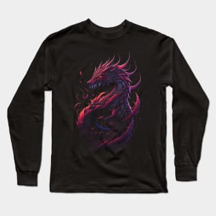 Red Chinese Dragon Mythical Creature Long Sleeve T-Shirt